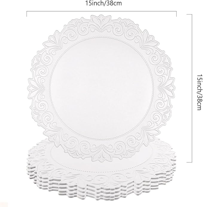 Noctiflorous Round Faux Leather 15 Inch Placemats Set of 4 Waterproof Wipeable Heat Resistant Tablemat for Dining Table Kitchen Non Slip Washable Oilproof Table Place Mat(White, 4)