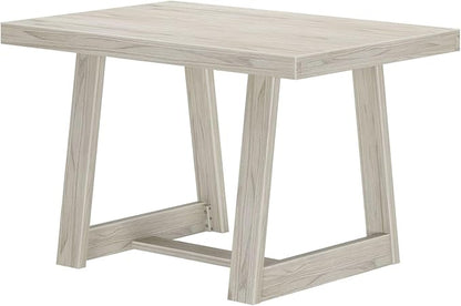 Plank+Beam 48 Inch Farmhouse Dining Table, Rustic Solid Wood Kitchen Table, Dinner Table for Dining Room, Home Office Furniture, White Sand Wirebrush