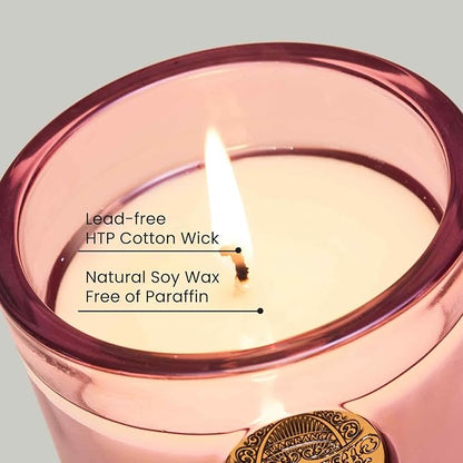 M&SENSE Natural Soy Candle | Jasmine & Pink | 9.2 oz, 50H Burn Time | Luxury Scented Candle for Relaxation, Gifting, Home Décor | Ideal for Bedroom, Office, Party Ambiance