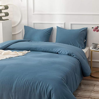 CLOTHKNOW Lake Blue Full Size Comforter Sets 3Pcs Blue Bedding Comforter Sets All Seaon Comforter Soft Comforter with 2 x Pillow Cases