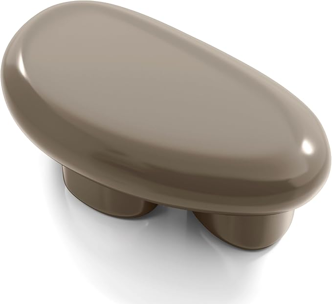 24/7 Shop at Home Kavren Modern 37-inch Oval Glossy Low Profile Coffee Table, Stone Shape Living Room Furniture for Small Space, Dark Brown