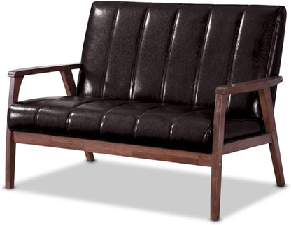 Baxton Studio Nikko 2 Seater Sofa, Dark Brown