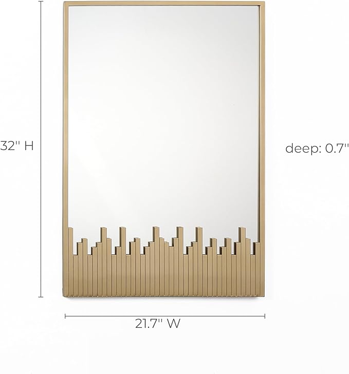 LuxenHome Metal Wall Mirror, Cityscape Gold Metal Frame Rectangular Mirror Decorative for Living Room, Bedroom, Bathroom, Entryway, Vanity Mirror (32 x 22 inch)