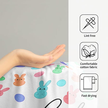 Happy Easter Hand Towels Set of 2 Colorful Cartoon Rabbit Egg Spring Holiday