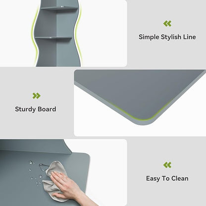 LITTLE TREE Small Corner Shelf, Modern 5-Tier Wall Corner Bookshelf, Stylish Bookcase Storage Rack for Small Space, Living Room, Bedroom, Blue, 1 Pack