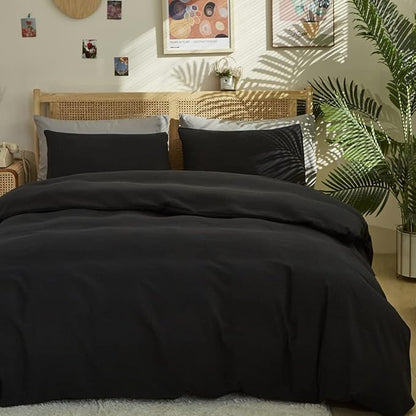 CLOTHKNOW Black Twin/Twin XL Comforter Set 3Pcs All Black Bedding Comforter Sets Soft Comforter Boys Men Comforter Sets