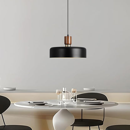 Eustace 15.8" Large Pendant Light, Adjustable Industrial Chandelier with Solid Wood and Brass Accent, Modern Hanging Light Fixtures for Kitchen Island, Living Room,Dining Room, Bedroom,Hallway