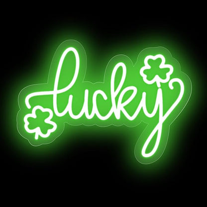 Lucky Shamrock Neon Sign, St. Patrick's Day Neon Sign,3 Leaf Clover Sign,Home Wall Decor,Saint Patrick's Day Decor,Encouraging Light For Party Favors, Classroom, Cave Bar Pub Home Party
