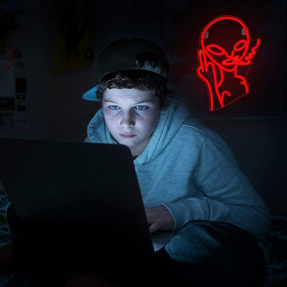 Lucunstar Red Alien Neon Sign Alien Neon Signs for Wall Decor,Man Cave Decor for Men,Shop Bar Pub Man Cave,Game Room,Hip Hop Party Led Lights Game Room Boy Gifts Personality Lovers