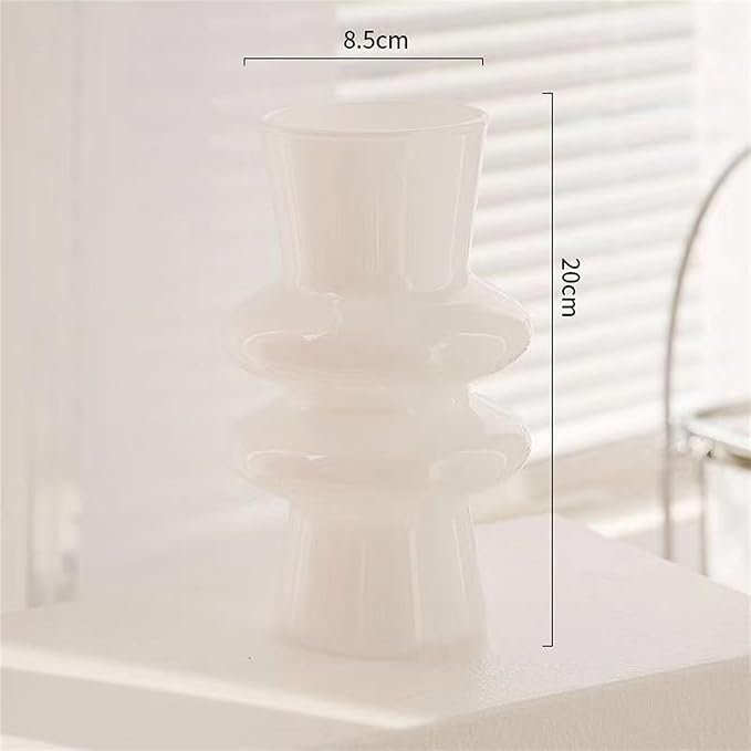 JSPYFITS Modern Glass Vases, 7.87" Tall Four-Layer Glass Vase Bubble Flower Vases Decorative for Home Décor, Decorative White Glasses Table Vase for Wedding Housewarming Gift