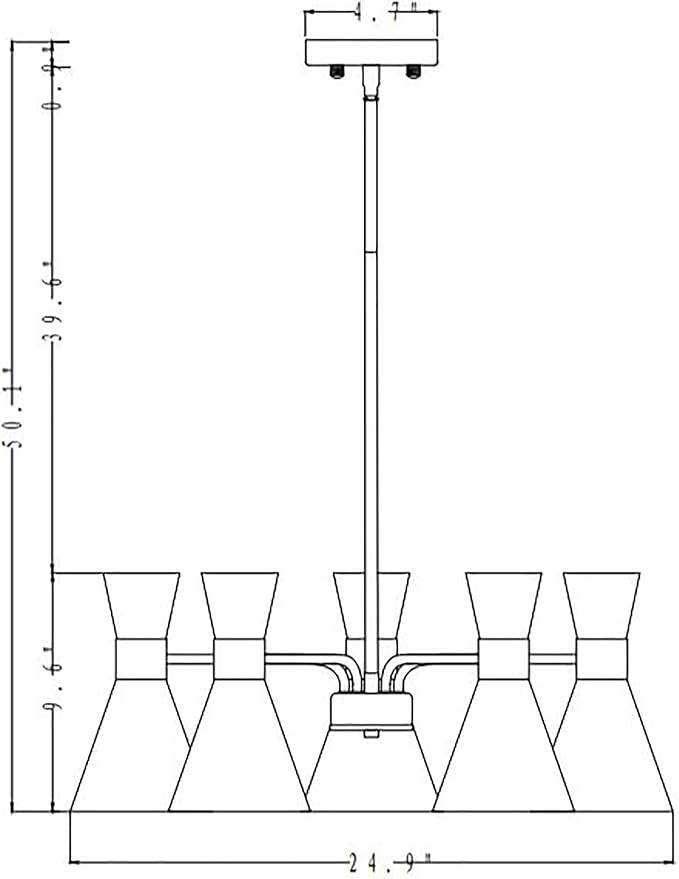 Mariet 25 Inch Modern Geometric Chandelier 5 Light