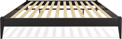 Bme Dinkee King Platform Bed Frame Wood 15 Inch - Solid Wood Bed Frame - Modern & Minimalist Style - 12 Strong Wood Slat Support - Easy Assembly - No Box Spring Needed - Black
