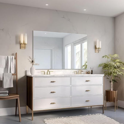 KOCUUY Large Frameless Mirror,55x36 Inch Rectangle Bathroom Vanity Mirror for Over Sink, Upgraded Shatterproof Unframed Design for Bedroom, Living Room, Entryway