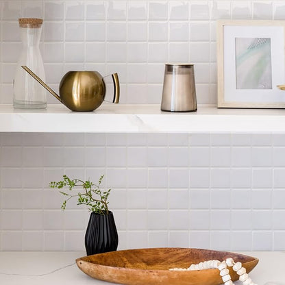 Alwayspon 10 Sheets 10" x10'' White 3D Vinyl Backsplash Tiles, Self-Adhesive Peel and Stick Wall Tile Stickers Stick on Subway Tiles for Kitchen Bathroom Wall