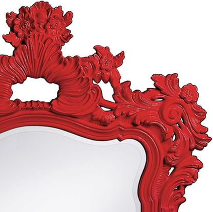 Howard Elliott Turner Large Ornate Mirror, Red Ornate Mirror Beveled Edges Rectangular Vanity Mirror with Baroque Scroll Pattern for Bedroom, Living Room, Bathroom & Entryway, 56 x 42 Inch