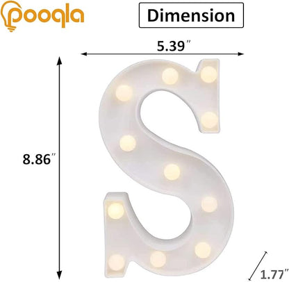 Pooqla LED Marquee Letter Lights, Warm White and Cool White Decorative Lighted Letters, Light Up Alphabet Letters for Boys Girls, Party, Wedding, Bar, Night Light, Birthday Decoration, Letter S