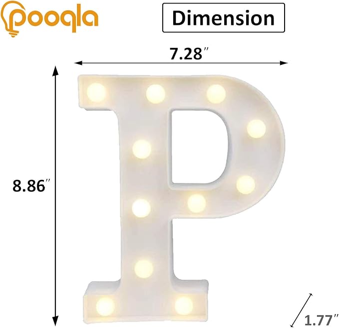 Pooqla LED Marquee Letter Lights Sign, Light Up Alphabet Letter for Home Party Wedding Decoration P