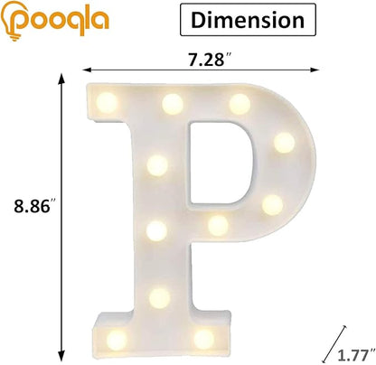 Pooqla LED Marquee Letter Lights Sign, Light Up Alphabet Letter for Home Party Wedding Decoration P