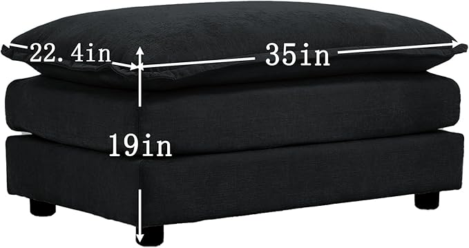 SoarFlash Chenille Sectional Sofa Ottoman,Black