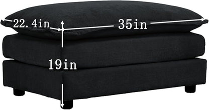 SoarFlash Chenille Sectional Sofa Ottoman,Black