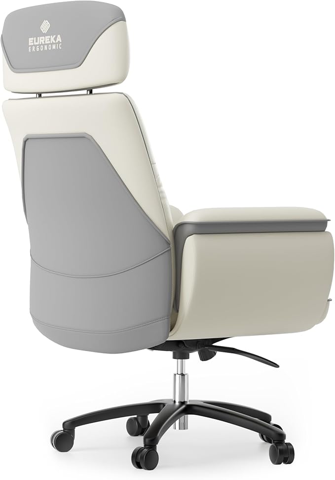 EUREKA ERGONOMIC Microfiber Leather Office Chair Ergonomic Desk Chair, Executive Chair Office Gaming Chair, Comfy Big and Tall Office Chair with Elevatable Headrest & Padded Armrests, Beige