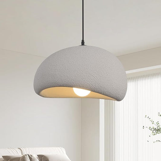 15.7in Wabi Sabi Pendant Lights Kitchen Island Lighting Fixture Ceiling Mount Grey Modern Japanese Lamp Japandi Chandelier for Dining Living Room Hallway Bedroom Restaurant Hanging Lamp