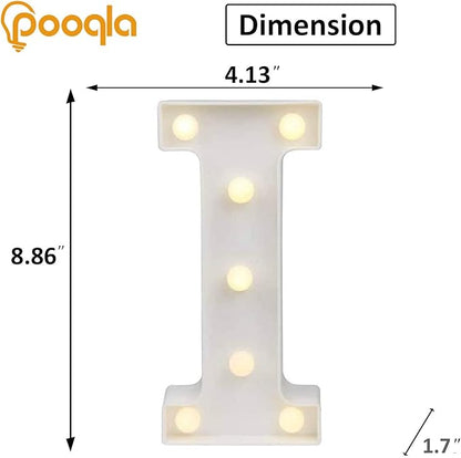 Pooqla LED Marquee Letter Lights Sign, Light Up Alphabet Letter for Home Party Wedding Decoration I