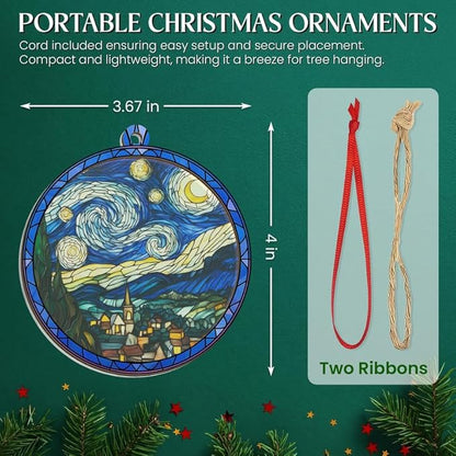 Starry Night Van Gogh Christmas Ornaments 2025 - Suncatcher Ornaments Christmas Decorations - Watercolor Starry Night Decorations, Housewarming Gift Ideas, Gifts for Artists Art Lovers