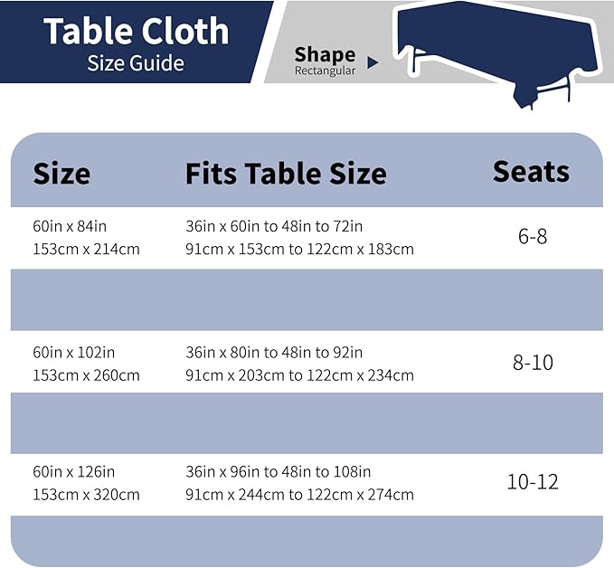 Navy Blue 6 Pack Polyester Table Cloth 60 x 126 Inch, Rectangle Tablecloths for 6 Foot Tables Washable Table Cloth for Party Wedding
