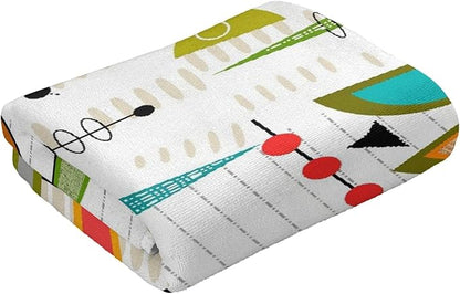 Geometric Hand Towels Set of 2 Small Decorative Kitchen Dish Guest Towels 15.7x27.5 Mid-Century Modern Abstract