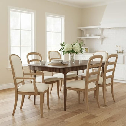 LukeAlon Mid-Century 63 Inch Solid Wood Dining Table for 4-6, Retro Farmhouse Kitchen Table with Large Tabletop, Modern Table for Dining Room, Living Room, Kitchen, Natural