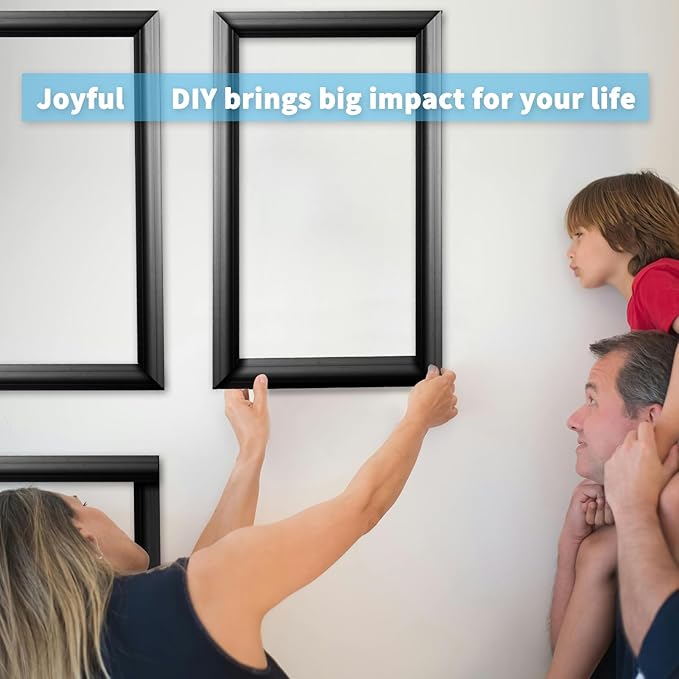 Art3d Pre-Cut Wall Molding Set of 6 pcs, Ready-to-Assemble Wainscoting Panels for Interior Wall Décor Living Room Bedroom Accent Wall - Installed with Glue, 3 Top 3 Bottom, Black