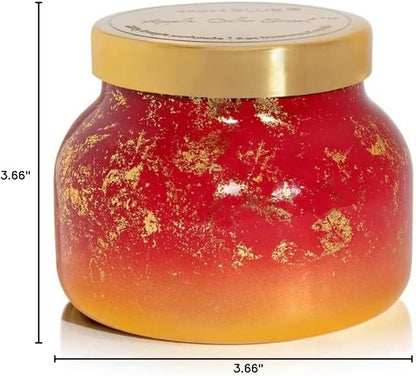 Capri Blue Glimmer Petite Signature Jar Candle - Apple Cider Social Scented Candle with Ombre Glass Candle - Luxury Aromatherapy Candle - Red and Gold (8 oz)