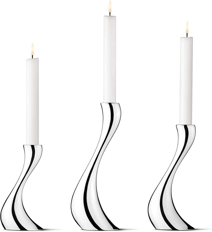 Georg Jensen Cobra Candle Holder, Stainless Steel, 6.30", 7.87", 9.45" (Set of 3)