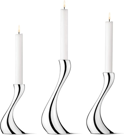 Georg Jensen Cobra Candle Holder, Stainless Steel, 6.30", 7.87", 9.45" (Set of 3)