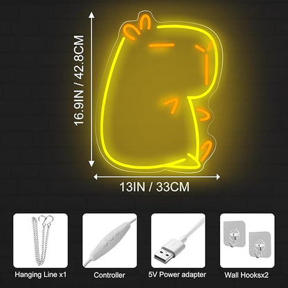 Cute Capybara Neon Sign for Wall Decor, Light up Cute Animal Shape LED Lamp, Unique Home, Children's Bedroom, Business Shop, Bar Party Decor, Family Gatherings, Birthday Party DecorGift for Kids