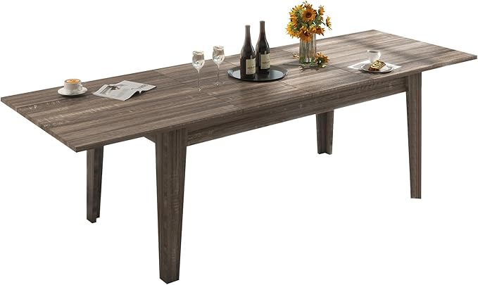 71''- 106'' Extendable Dining Room Table, Expandable Dining Table, Modern Large Table, for 6-10 Person, Dark Oak