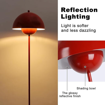 COSYLUX Modern Floor Lamp for Living Room, Industrial Tall Standing Lamp for Bedroom, Metal Shade Reflecting Light Reading Floor Lamp for Office, Nursery Room, Corner(Dark Red)