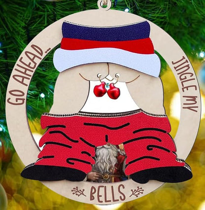 2025 Funny Christmas Ornaments, Dirty Santa Gifts, Fun Pendants for Adults, Jingle Bell Car Hanging Ornaments, Mischievous Wooden Gifts for Gift Exchanges