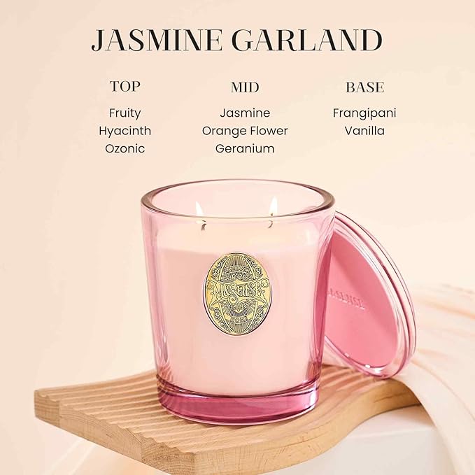 M&SENSE Large Two-Wick Soy Candle | Jasmine & Pink | 19.8 oz, 120H Burn Time | Luxury Scented Candle for Relaxation, Gifting, Home Décor | Ideal for Bedroom, Office, Party Ambiance