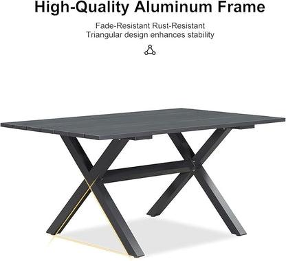 PURPLE LEAF 5 Pieces Outdoor Dining Set with Patio Aluminium Dining Table and Wicker Chairs Modern Furniture Cushions Sets for Backyard Indoor Decor Kitchen Gray