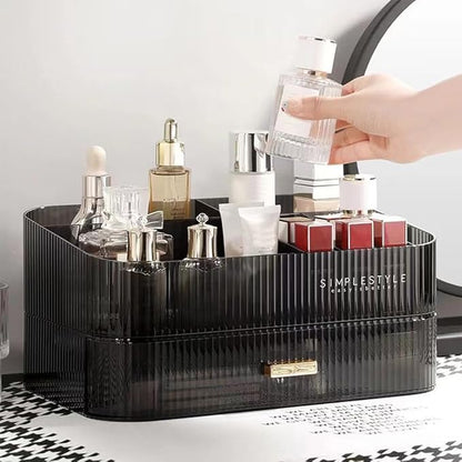 MIUOPUR Makeup Organizer with Stackable Drawers, Bathroom Vanity Organizers and Storage, Ideal for Desk and Dresser Countertops, Great for Cosmetics, skincare, Lipsticks, Nail Care -Black
