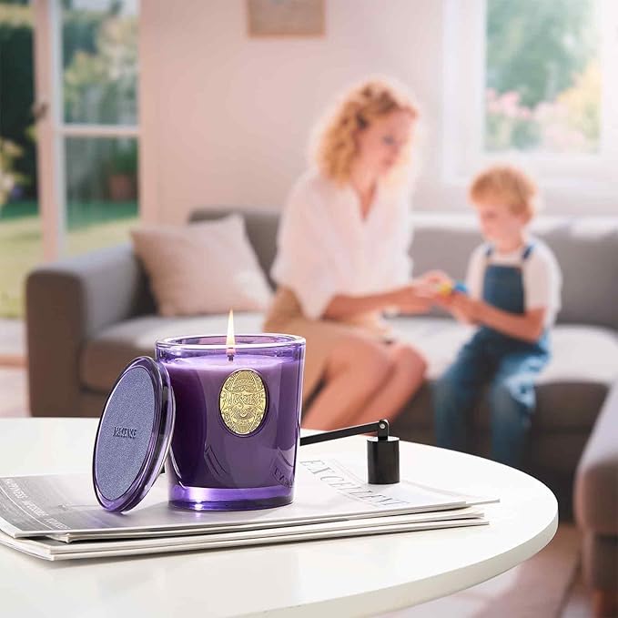 M&SENSE Natural Soy Candle | Lavender Citrus & Purple | 9.2 oz, 50H Burn Time | Luxury Scented Candle for Relaxation, Gifting, Home Décor | Ideal for Bedroom, Office, Party Ambiance