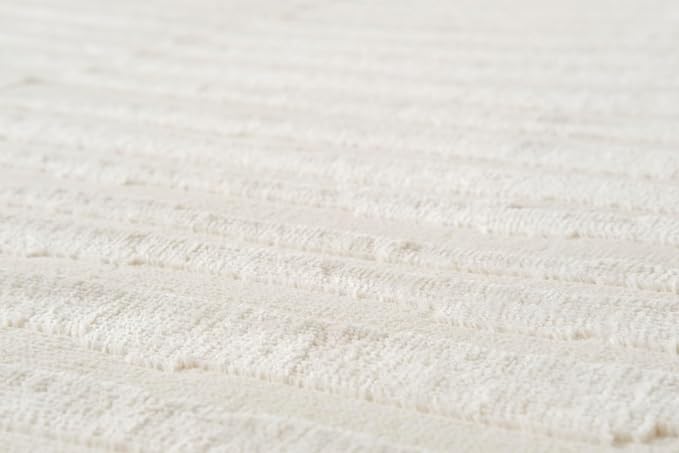 Revival Rugs Soloba 5'3"x7'10" Washable Area Rug for Living Room Bedroom - 100% Recycled Oeko-TEX Certified, Medium Pile, Beige, Cream