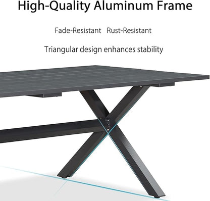 PURPLE LEAF 16 Pieces Patio Dining Set with Outdoor Aluminium Dining Table and Woven Chairs Modern Metal Furniture Cushions Sets for Garden Yard Indoor Decor Kitchen Gray