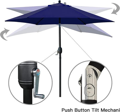 Sunnyglade 7.5' Patio Umbrella Outdoor Table Market Umbrella with Push Button Tilt/Crank, 6 Ribs (Navy Blue)