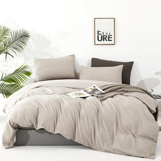 CLOTHKNOW Light Khaki Twin/Twin XL Comforter Set 3Pcs Beige Coffee Bedding Comforter Sets All Season Oatmeal Comforter Soft Beige Comforter with 2 x Pillow Cases