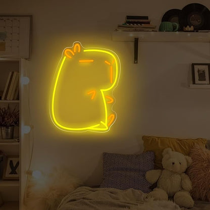 Cute Capybara Neon Sign for Wall Decor, Light up Cute Animal Shape LED Lamp, Unique Home, Children's Bedroom, Business Shop, Bar Party Decor, Family Gatherings, Birthday Party DecorGift for Kids