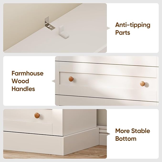 Vyre 71" Tall Farmhouse Bookshelves with Drawers, Set of 4 – Large Modular Bookcase with Adjustable Shelves, Storage Cabinet for Living Room, Kitchen, Home Office, White