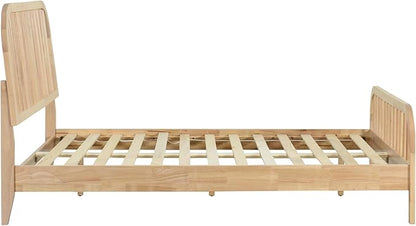 DG Casa Wesley Solid Wood Full Size Bed Frame - Mid Century Modern Style, Platform with Spindle Headboard and Footboard, No Box Spring Required, Natural Finish